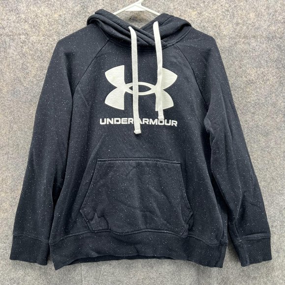 Under Armour Sweater Men Small Adult Black White Drawstring Hoodie Pullover - Picture 1 of 13
